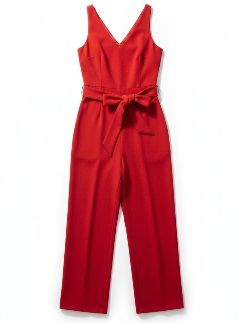 Sam Edelman Red Sleeveless Jumpsuit Women's Size 4 | Tie Waist Wide Leg Pockets - Picture 4 of 7